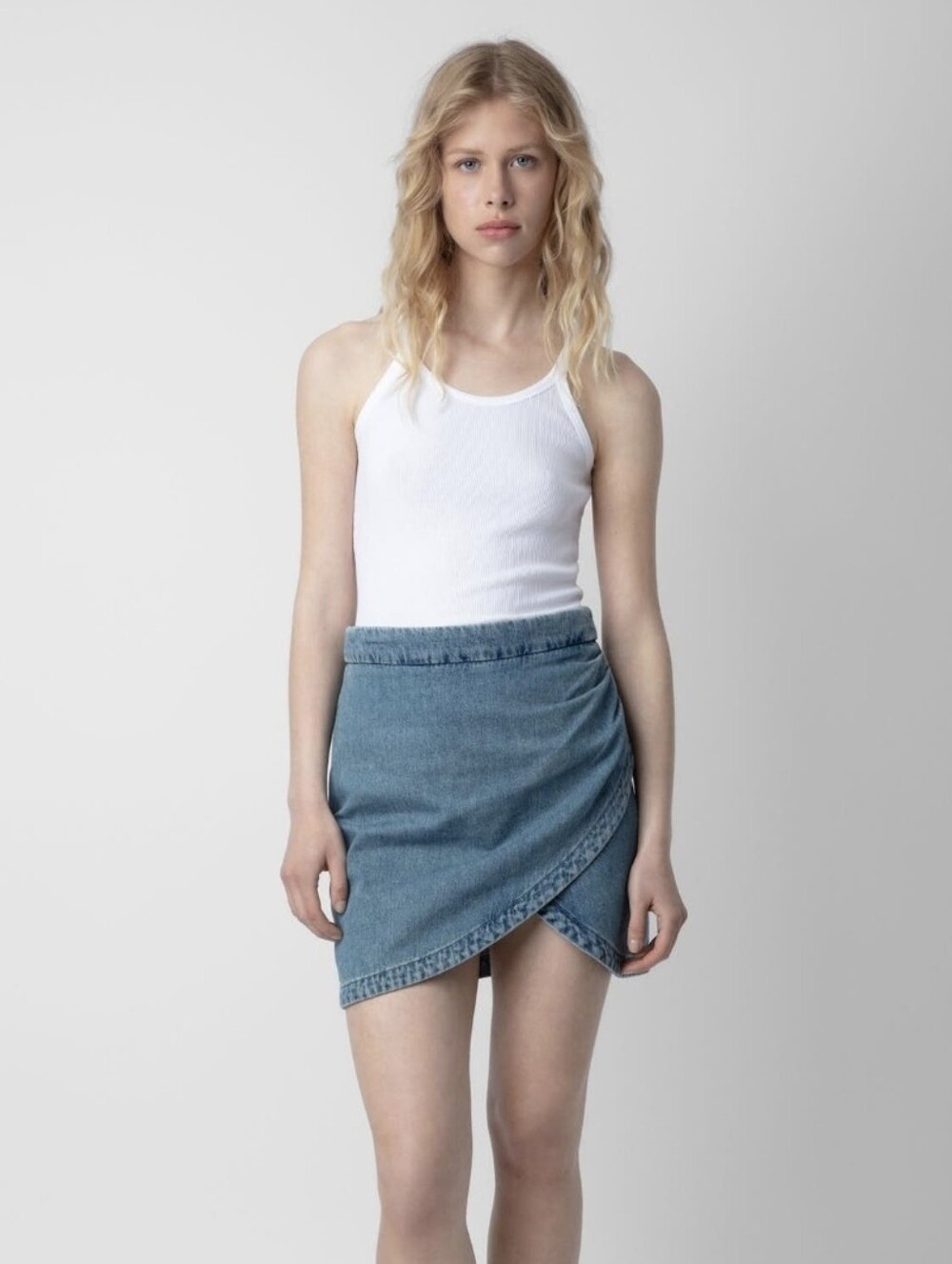 Zadig Voltaire Julipe Denim Wrap Skirt 34 XS French Girl Indie Sleaze Grunge Lux